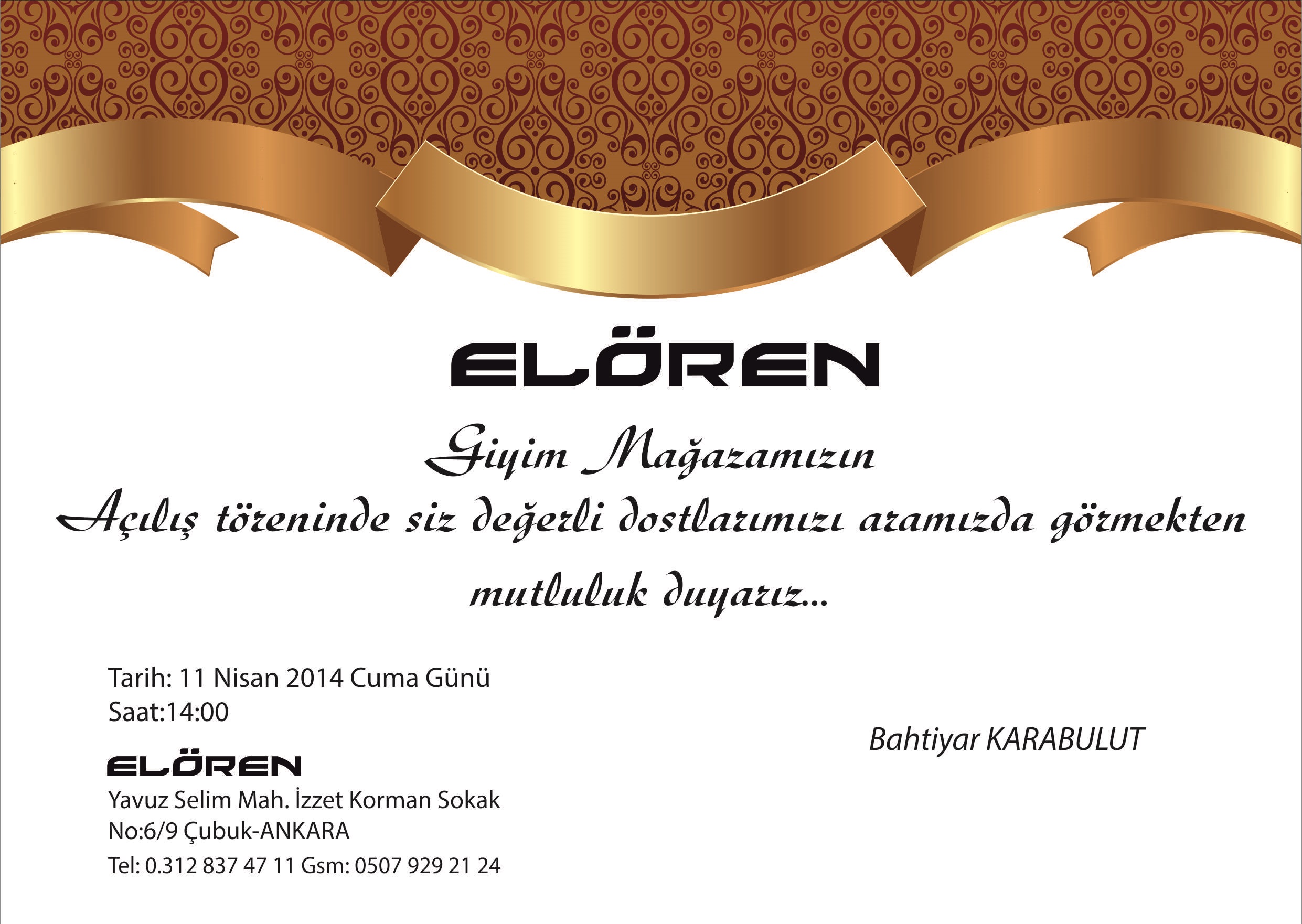 ELÖREN GİYİMDEN AÇILIŞA DAVET