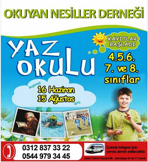 Okuyan Nesiller Derneği Yaz Okulu Kayıtları başladı