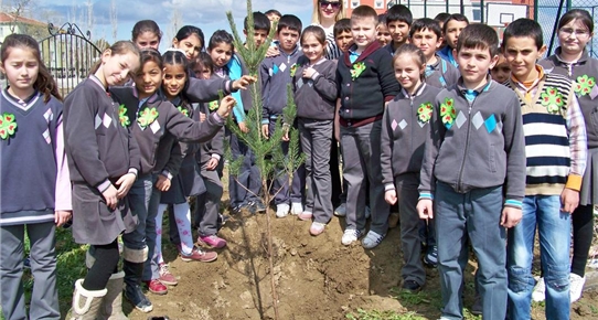 Çubuk'ta öğrenciler fidan dikti