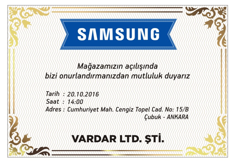 Samsung Açılışına Tüm İlçe Halkımız Davetlidir
