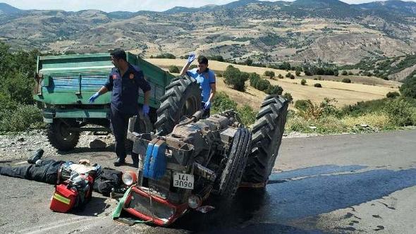 Traktör devrildi: 1 ölü, 1 yaralı