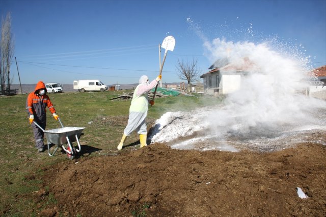 Çubuk'ta Ahır ve Kümeslerde Dezenfekte Çalışmaları