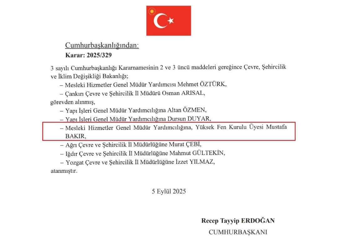 Hemşehrimiz Mustafa Bakır’a Yeni Görev