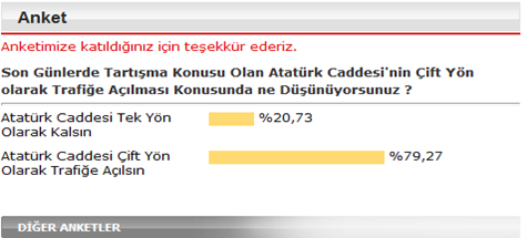 ATATÜRK CADDESİ ÇİFT YÖN OLSUN